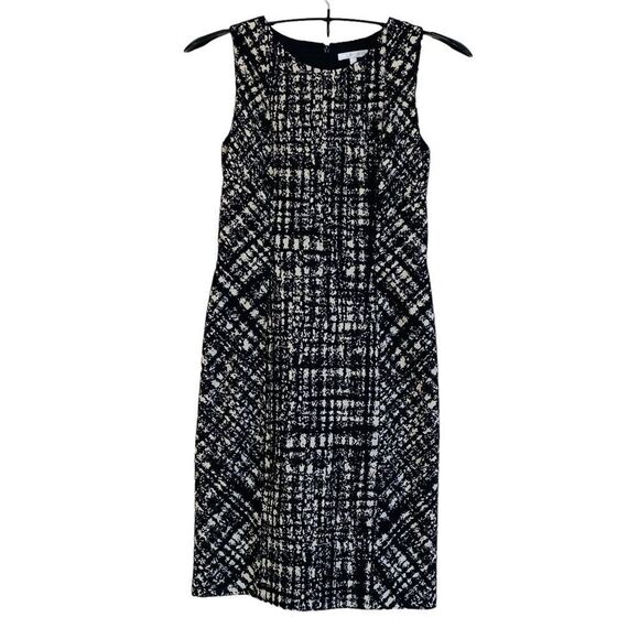 Paule Ka Sleeveless Black Cream Wool Blend Sleeveless Sheath Dress Sz Fr 38 US 6 - Picture 1 of 12